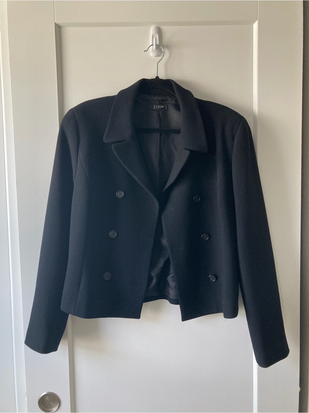 J. Crew Black Double-Breasted Cropped Blazer and Tweed Skirt - Picture 2 of 5